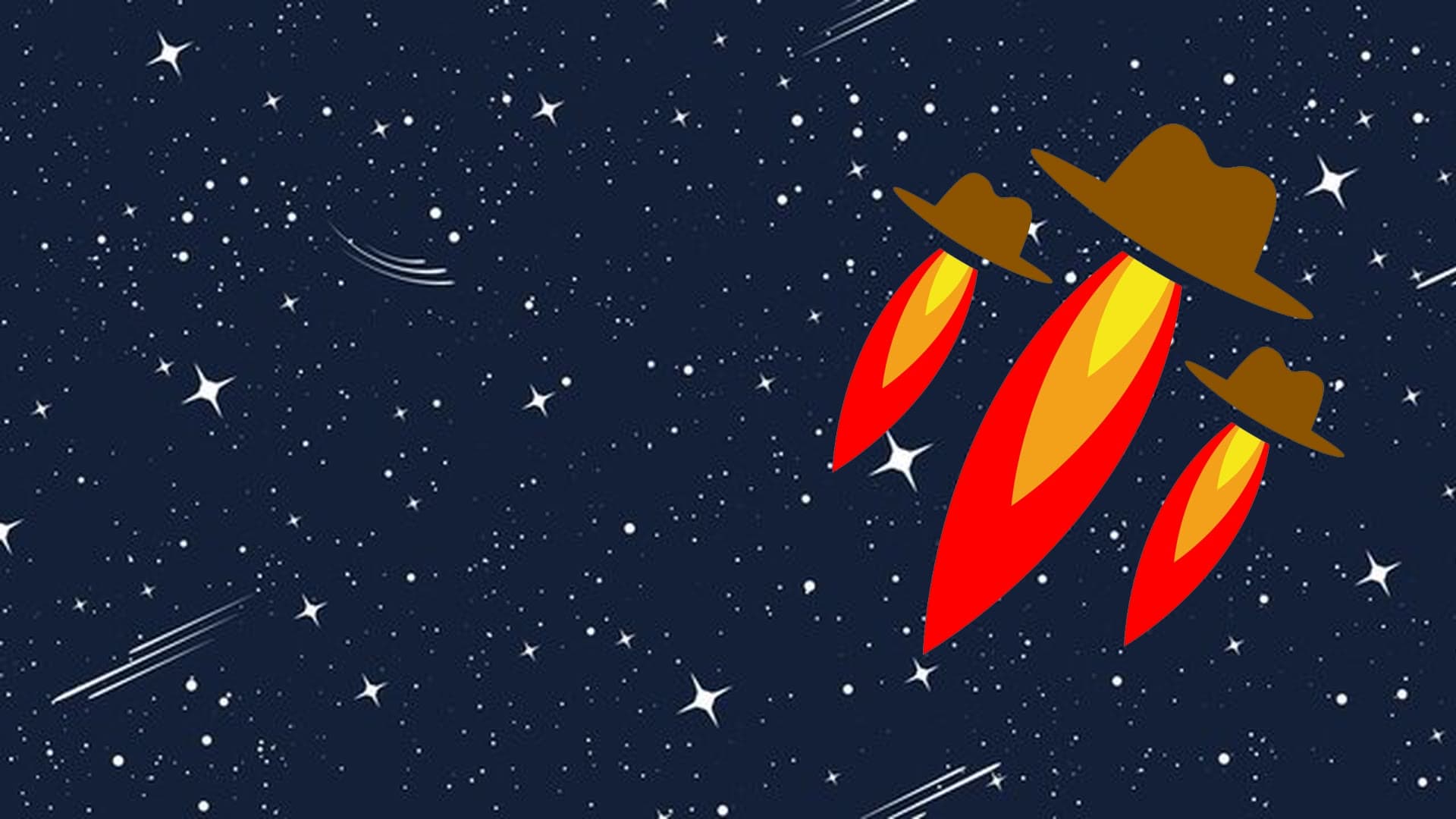 FrontierFund's cowboy-hat rockets over a starfield